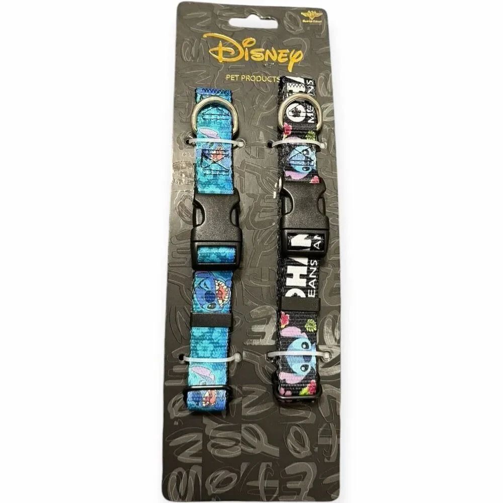 Disney Lilo and Stitch Printed Dog Leash and Plastic Clip Collar Set size Medium